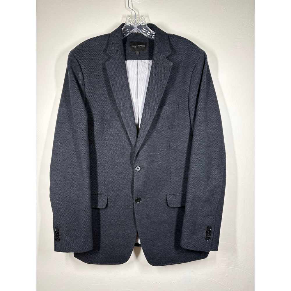 Banana Republic Mens Blazer 40L Charcoal Grey Modern Slim Fit Cotton Sport Coat